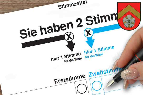 Wahlzettel mit Ortswappen von Bettrum