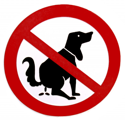 Verbotsschild mit kotendem Hund