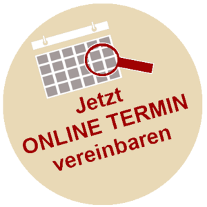 Logo mit Kalender und den Text "Jetzt ONLINE TERMIN vereinbaren"